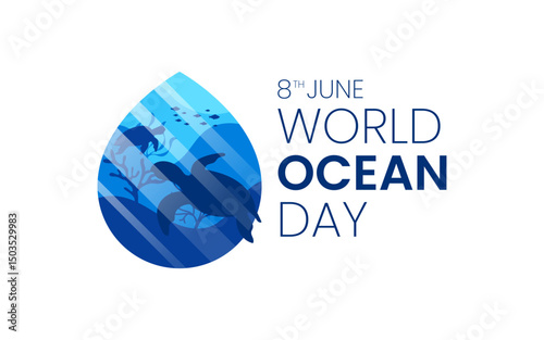 World oceans' day background, celebrated every year on June 8th. Poster Design ocean's day. Save ocean. Ocean life vector