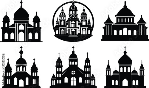 Collation silhouette Religious Building Icon white background