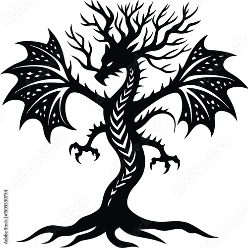 Tree Shaped Like A Dragon Silhouette