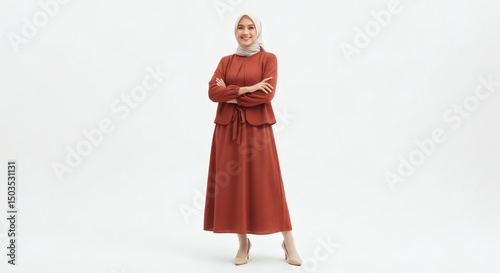 Elegant Muslim Fashion Modern Abaya Style and Hijab Coordination for Women
