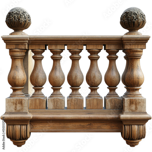 Ornate carved balustrade showcasing intricate woodworking and architectural detail