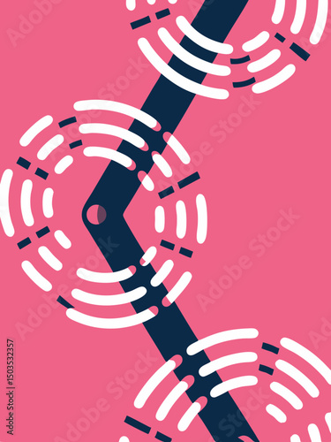 Abstract Rhythmic Structure on Pink Background