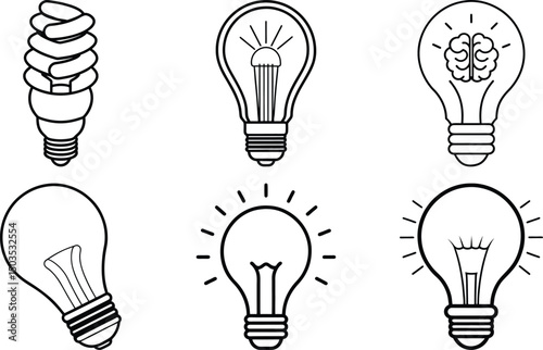 Collection vector light bulb icon