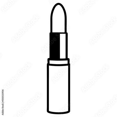 Lipstick line art icon on white background.