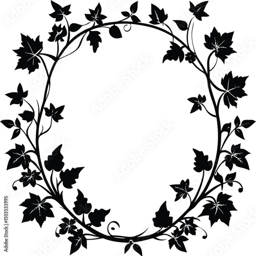 Vine Wrapped Frame Silhouette With Leaves