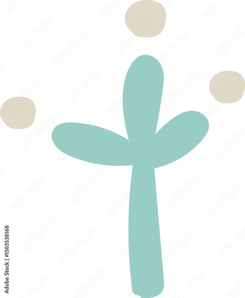 Fototapeta premium Minimalist Abstract Plant with Circles