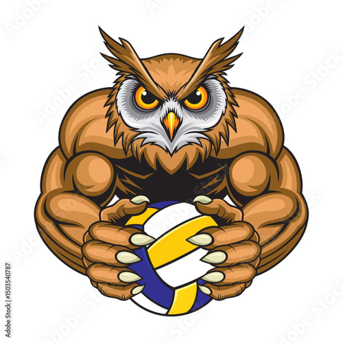 volleyball mascot owl vector illustration design