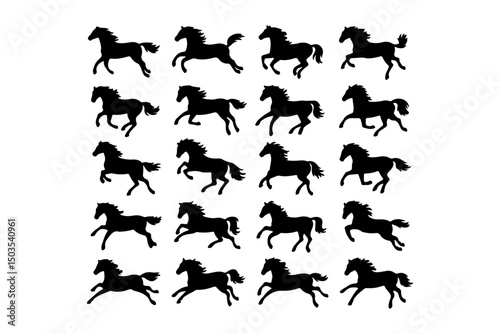  A silhouette of a running horse