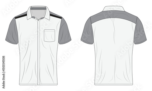 Short sleeve button down collar uniform mockup