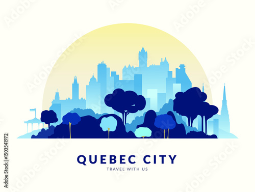 Behold the stunning illustration of Quebec Citys skyline, ideal for travelers and adventurers
