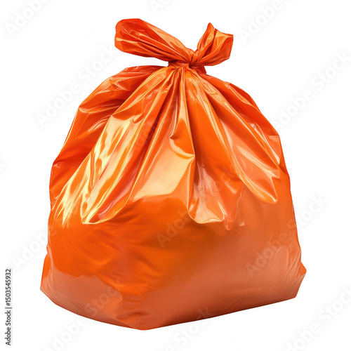 Orange trash bag garbage sack image
