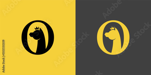 Elegant Llama Logo with Crown in Circle
