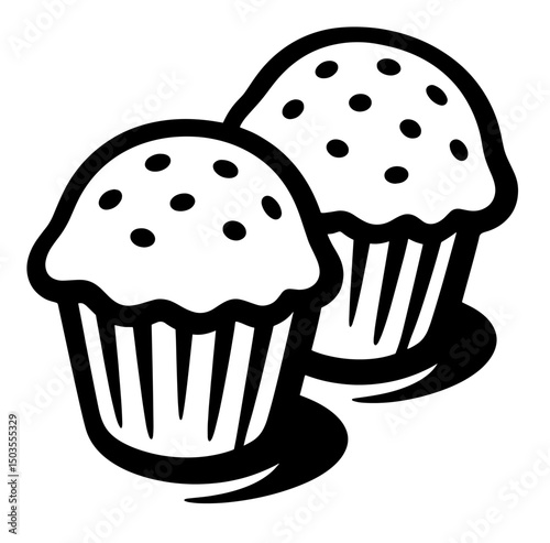 Two muffins with dots on top