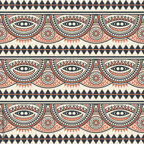  seamless color ethnic tribal pattern folk embroidery combined with Mexican Aztec geometrics. Perfect for graphic art, rug design, wallpaper, wrapping and clothing.