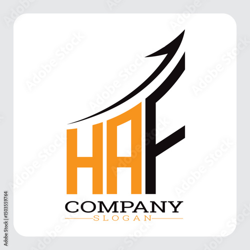 HAF Company Logo Design Growth vector, HAF Upward Arrow Business Success Logo vector, HAF Corporate Branding Logo , HAF logo design, HAF simple and modern logo, HAF business finance logo design, etc.