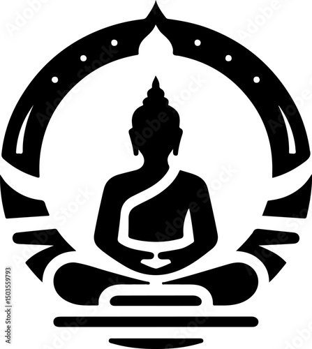 sketch illustration silhouette design icon logo symbol religion serenity buddha in meditation emptiness ethnic modern
