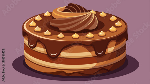 A delicious chocolate cake close-up reveals rich layers, smooth frosting, and a moist texture. This chocolate cake vector captures every sweet detail in a tempting and elegant composition.