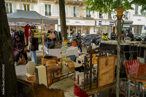 summer flea market in the Marais district in Paris , France