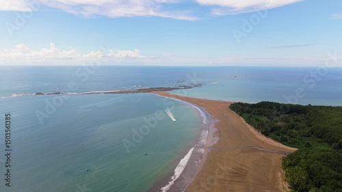 Aerial drone view of beach in Uvita, Costa Rica – Marino Ballena National Park