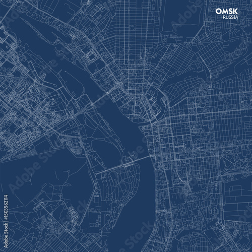 Canvas-taulu Zoomed-In Omsk Highway Blueprint Map