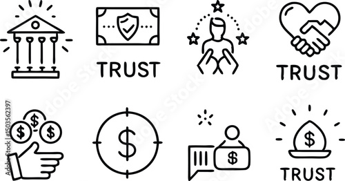 Building Trust Essential Icons for Financial Security and Reliability
