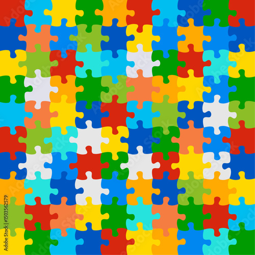 Background with jigsaw puzzle 100 colorful pieces image vector.	
