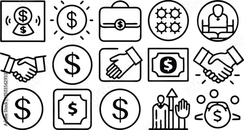 Financial Icons  A Collection of  Business and Money Symbols for Design Projects