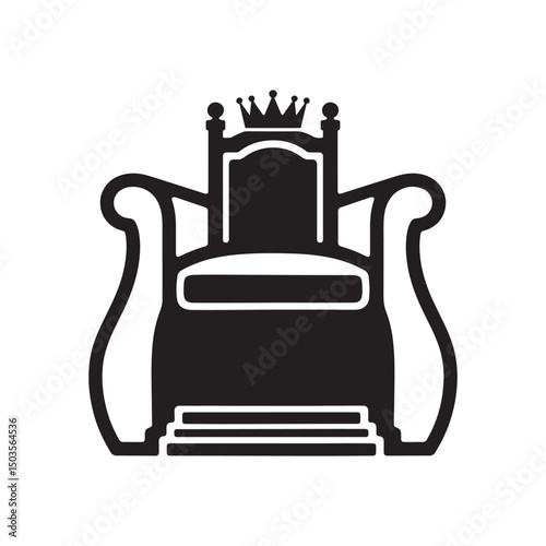 King's Throne Silhouette – Black and White Minimal Vector Illustration
