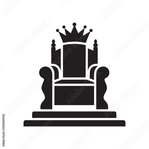 King's Throne Silhouette – Black and White Minimal Vector Illustration