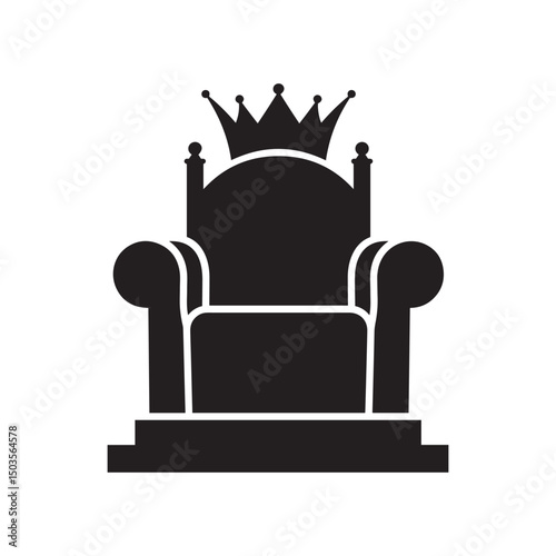King's Throne Silhouette – Black and White Minimal Vector Illustration