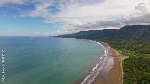 Aerial drone view of beach in Uvita, Costa Rica – Marino Ballena National Park