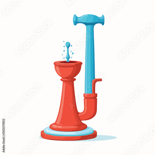 a single flat vector icon of a toilet plunger with a bright red suction cup