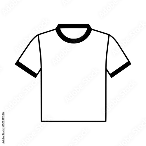 Minimalist black line vector icon illustration of a plain t-shirt. Perfect for design mockups, coloring pages, or customizable apparel concepts.