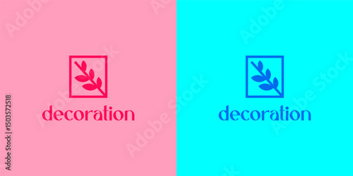 Decoration logo with a leaf inside a square