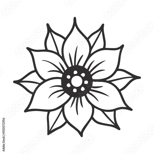 Minimalist Black and White Lotus Vector