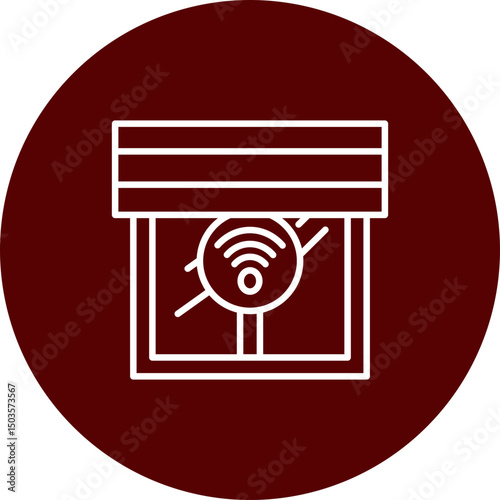 Smart Window Blinds  Vector Brown Circle Icon Design