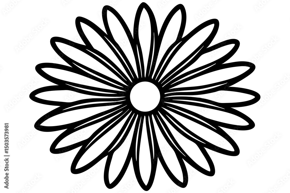 Bold line art daisy silhouette graphic design element Bold line art daisy silhouette graphic design element