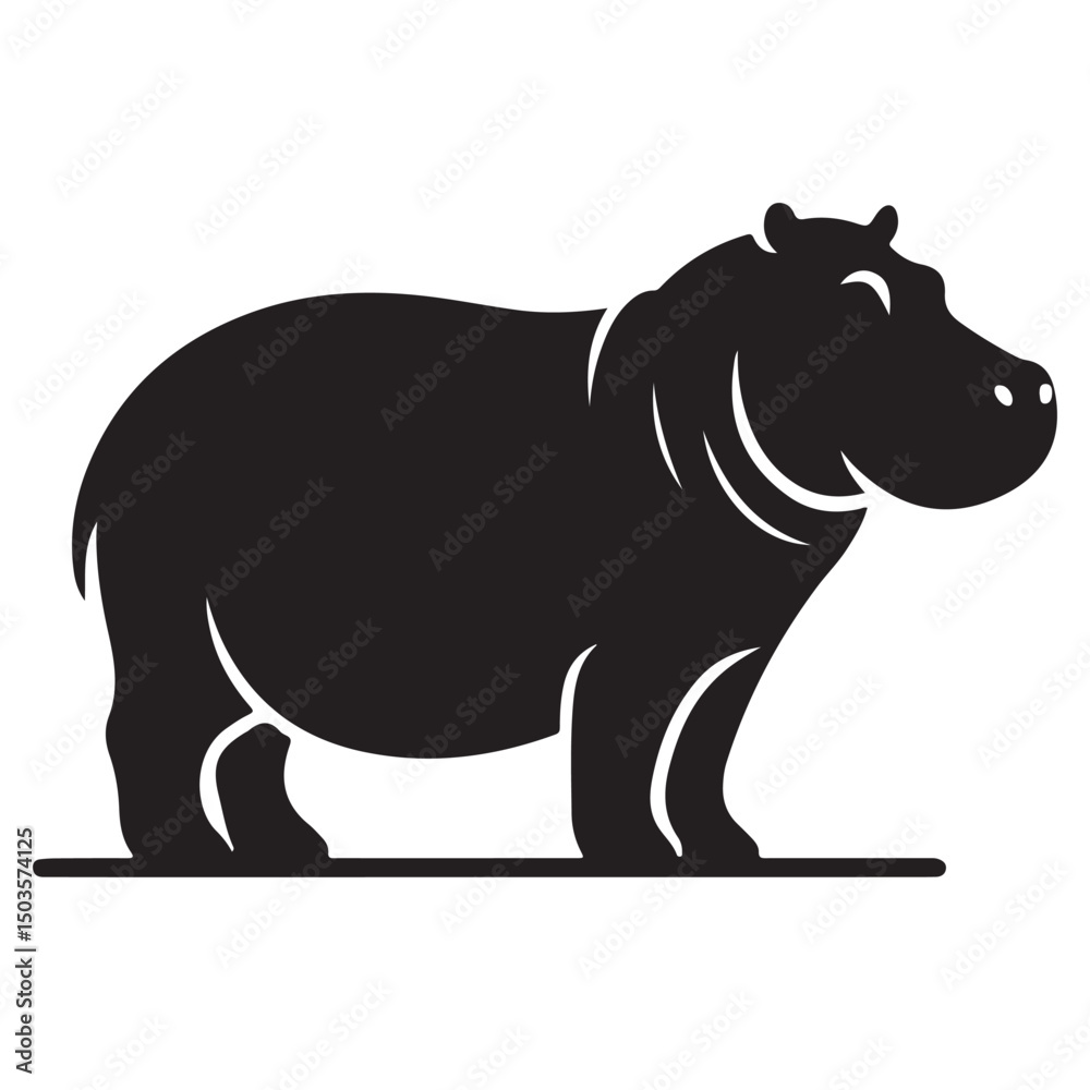 Obraz premium Hippopotamus Vector Silhouette Icon