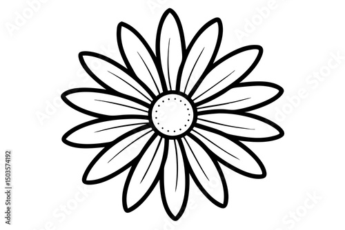 Daisy in Bloom: A delicate monochrome illustration captures the simple beauty of a daisy flower, highlighting its perfect symmetry and intricate petal arrangement.