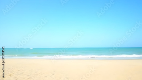 Clear Blue Sky and Calm Sea on Sandy Beach

