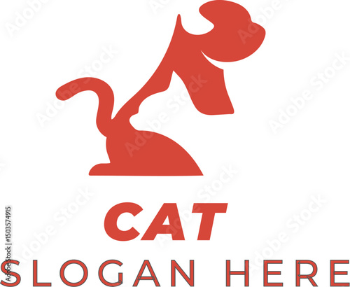 Dog and Cat Face Vector in Bright Brick Red – Strong and Playful Look
