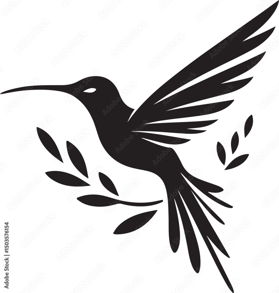Obraz premium Hummingbird Vector Silhouette Icon