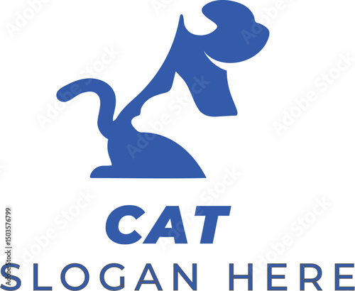 Pet Icon Vector in Bright Royal Blue – Stylish Dog and Cat Heads