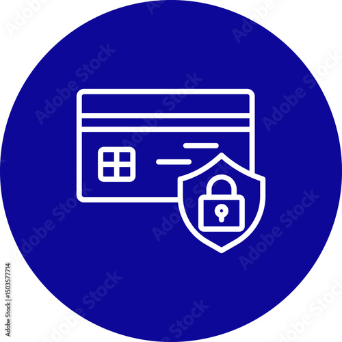 Atm Card Vector Line Blue Circle Icon Design