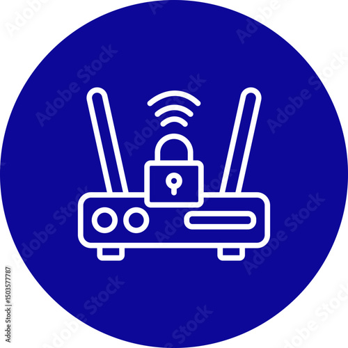 Router Vector Line Blue Circle Icon Design