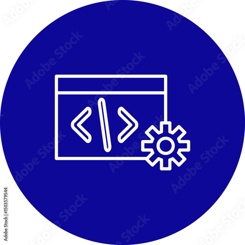 Web Development Vector Line Blue Circle Icon Design for personal and commercial use