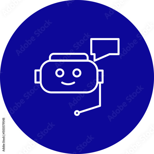 Chatbot Vector Line Blue Circle Icon Design for personal and commercial use