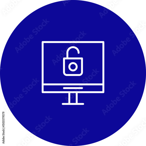 Security System Vector Line Blue Circle Icon Design for personal and commercial use