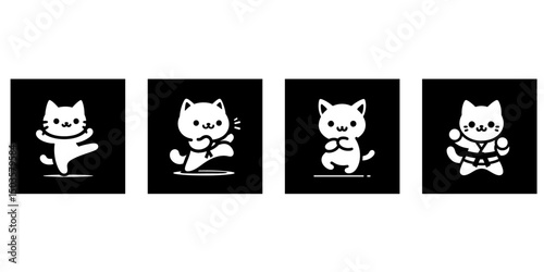 運動をする猫のスタンプイラストセット