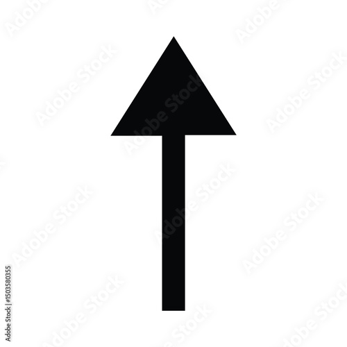 Upward Black Arrow 3D Vector – Modern Symbol of Progress, Ambition, and Business Success on Minimalist White Background